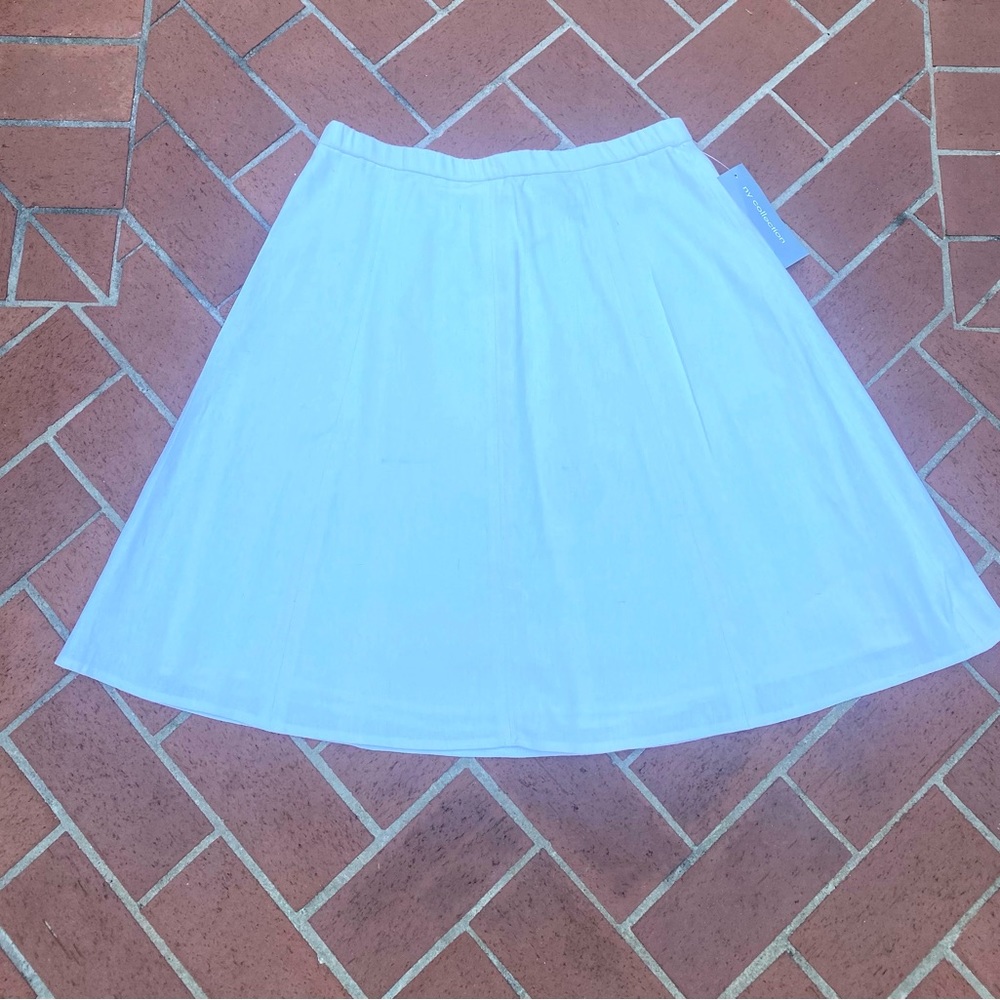 Linen blend A-line White SKIRT New! Size 8